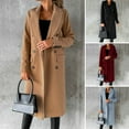 thumbnail image 2 of Fusipu Women Long Jacket Slim Fit Double Breasted Solid Color Woolen Coat Autumn Winter Turndown Collar Outerwear Overcoat Streetwear, 2 of 8