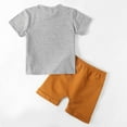 thumbnail image 3 of Gerichy Toddler Kids Baby Boys Girls Summer Boys Letter DAD'S little DUDE Short Sleeved T Shirt Solid Color Shorts Suit Boys Casual Short Sleeved Suit Sports Two Piece Outfits, 3 of 6