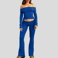 thumbnail image 5 of Scyoekwg Workout Outfits For Women Slim Fitting Long Sleeve Tops Long Pants Casual Matching Outfits Fashion Two Piece Set (Blue,S), 5 of 7