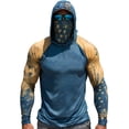 thumbnail image 2 of Men's Hooded Fishing Shirt with Built-in Face Mask and Tie-Dye Pattern Featuring Long Sleeve UPF 50+ Sun Protection Royal Blue XXXXL, 2 of 3