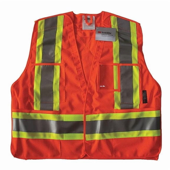 Condor Safety Vest, Orange/Red, S/M, Hook-and-Loop 491T14