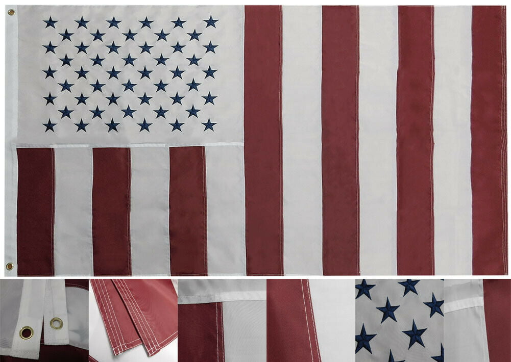 US USA American 50 Star Standard 100D 12"x18" Poly Nylon Car Boat Flag Banner 