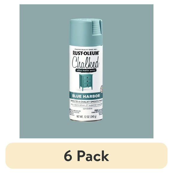 (6 pack) Blue Harbor, Rust-Oleum Chalked Ultra Matte Spray Paint, 12 oz