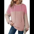 thumbnail image 3 of Sudadera con Capucha para Mujer, de Gran Tamaño, con Bloques de Color, Larga y Cordón Ajustable, Estilo Casual, Otoño 2025 Rosa L, 3 of 5