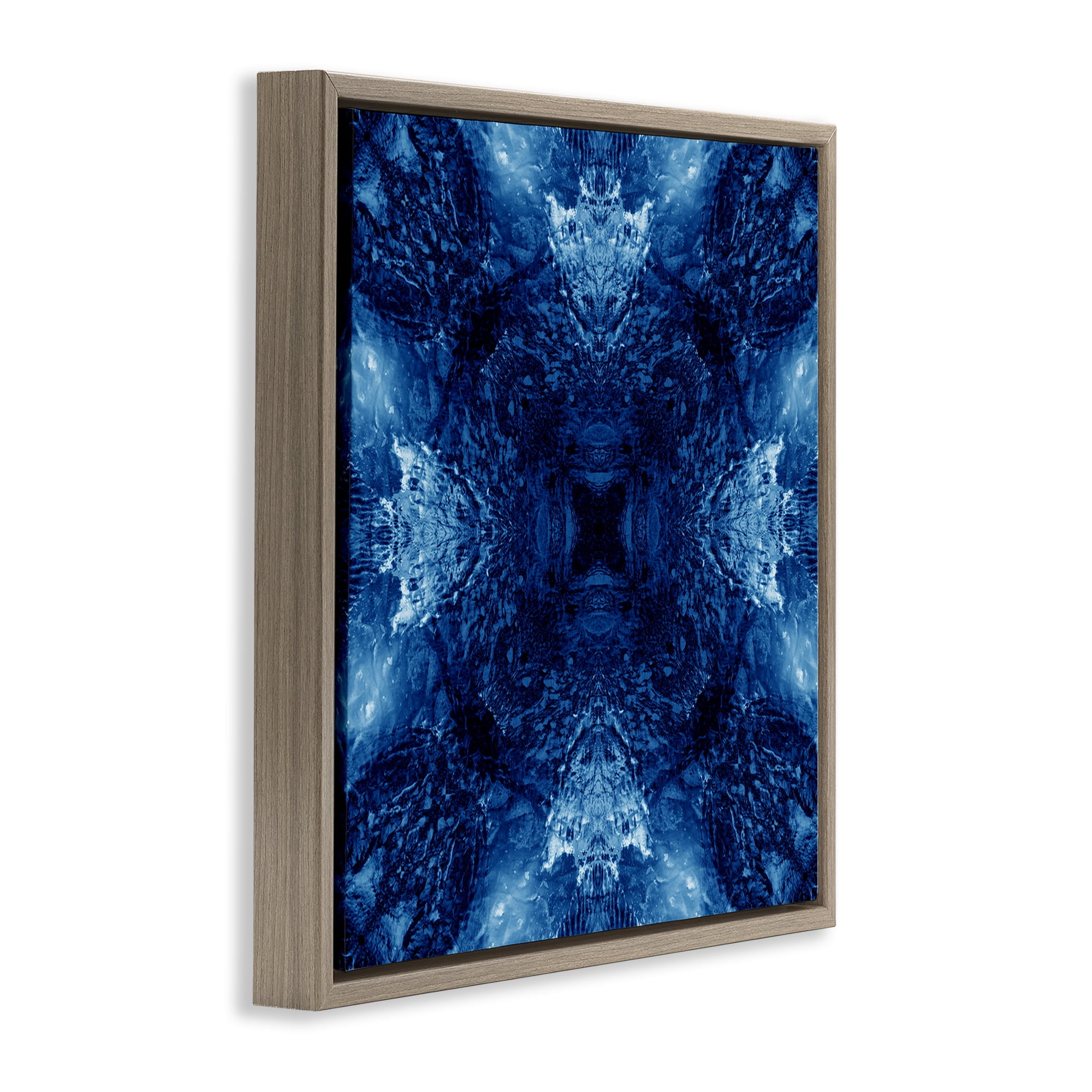 Stupell Industries Symmetrical Tie Dye Pattern Abstract Painting Brown Floater Framed Canvas Art Print Wall Art, 18 x 18