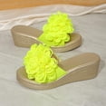 thumbnail image 6 of Women's Flower Appliques Platform Slippers Comfortable Slip-On Wedge Sandals Open-Toe Casual Dress Heels Sandals, 6 of 9