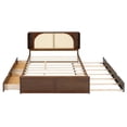 thumbnail image 4 of Wood Queen Bed Frame with Trundle and 2 Drawers, Platform Bed with Rattan Headboard, No Box Spring Needed, Walnut, 4 of 9