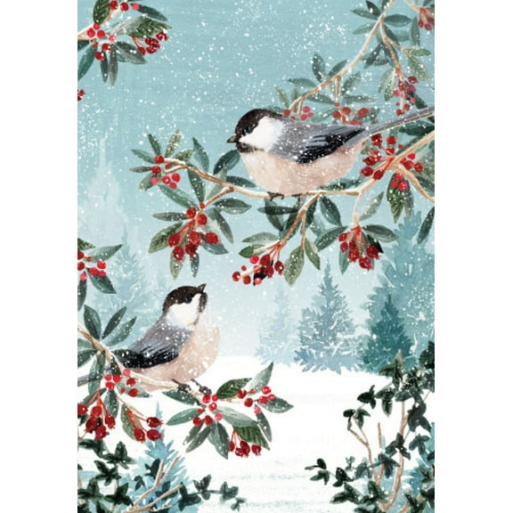 Chickadees in the Snow Small Boxed Holiday Cards (20 Cards, 21 Self-Sealing Envelopes), (Hardcover)