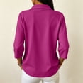 thumbnail image 4 of Resicozy Womens Polo Shirts 3/4 Sleeve Tops Golf Tees Button Collared Cotton Shirt Business Casual Purple L, 4 of 4