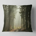 thumbnail image 2 of Designart Dark Green Forest with Sun Rays - Landscape Photography Throw Pillow - 16x16, 2 of 5