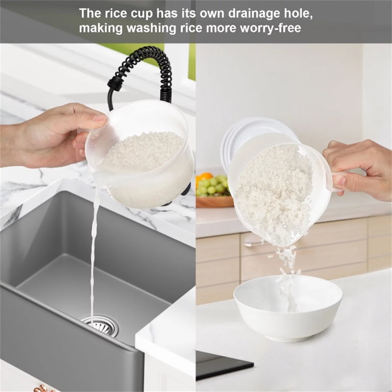 Sooyee 11Lbs Rice Dispenser - Large Kitchen Grain Storage Container With Measuring Cup & Moisture Proof Lid, White & Grey