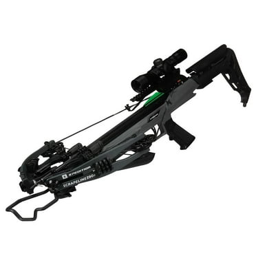 Xpedition Archery Scrapeline 390X Crossbow, 390 FPS, 4x32 Illuminated Scope, 5-Bolt Quiver, 3 Xit-20 Bolts, Marksman Gray (XACW1001)