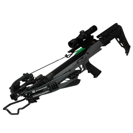 Xpedition Archery Scrapeline 390X Crossbow 390 FPS 4x32 Illuminated Scope 5-Bolt Quiver 3 Xit-20 Bolts Marksman Gray (XACW1001)