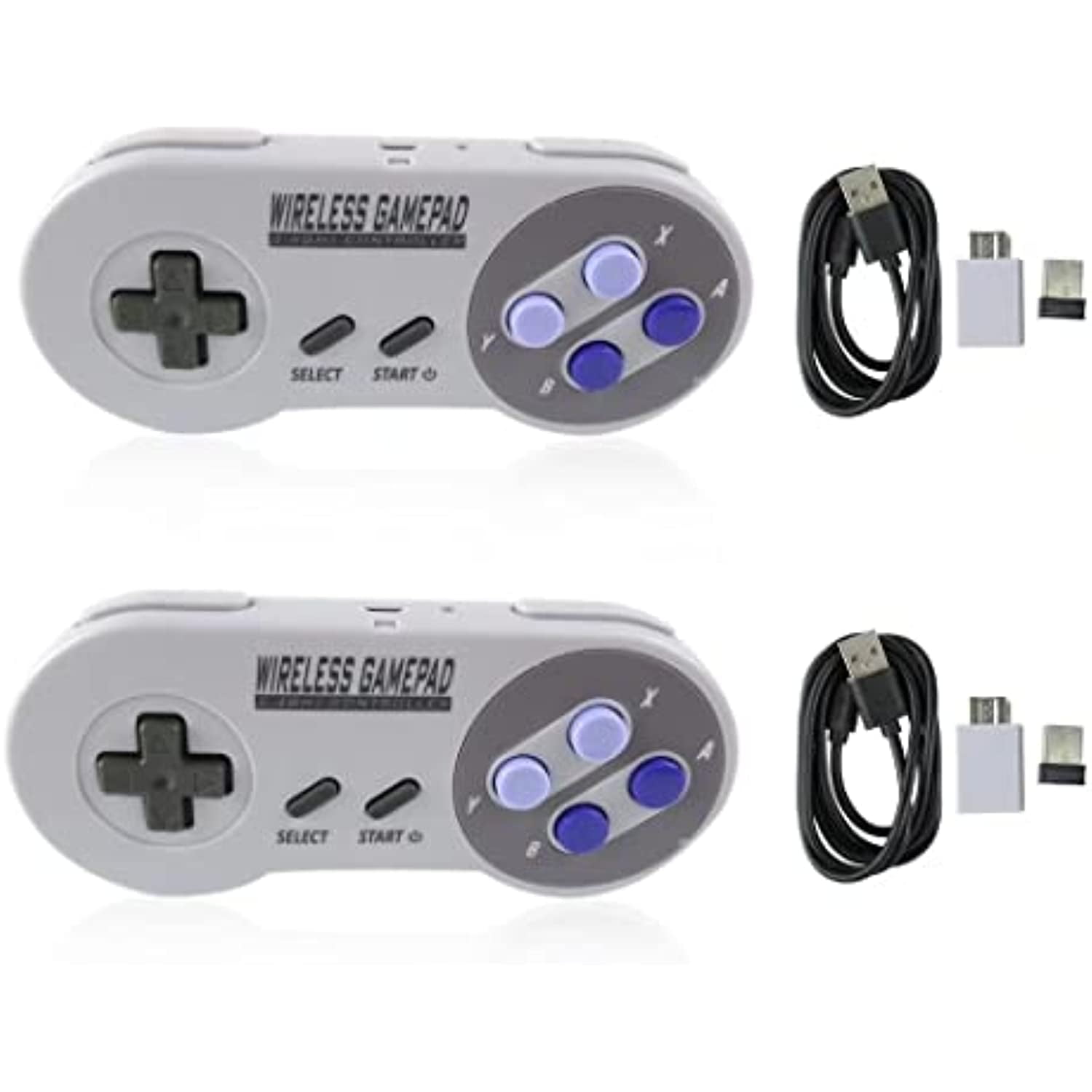 2 Packs 2.4 Ghz Wireless Usb Controller For Snes Super Classic Games