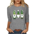 thumbnail image 2 of St. Patrick's Day Festive T-Shirt for Women Gnomes Shamrock Graphic Crewneck Long Sleeve Relaxed Fit Soft Breathable Holiday Tee Top, 2 of 7