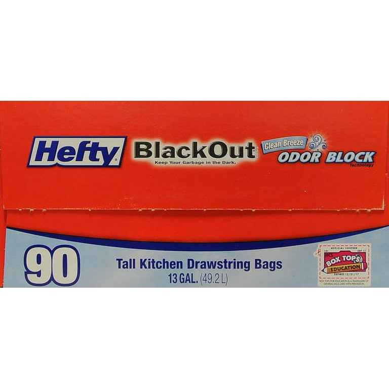 Hefty Blackout Clean Breeze Tall Kitchen Drawstring Bags, 13 gallon, 90  count