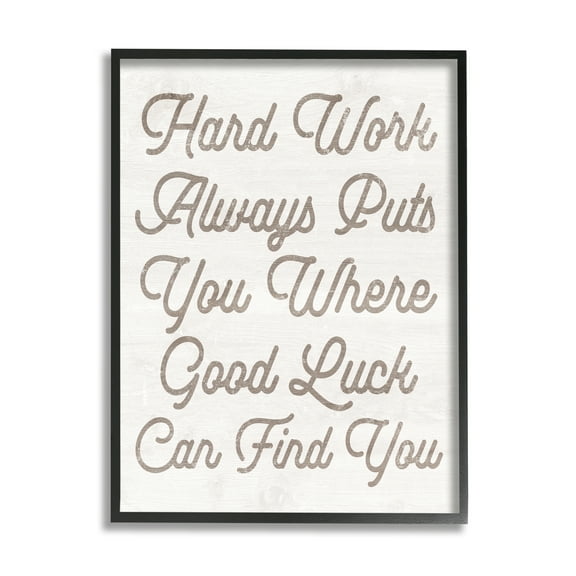 Stupell Hard Work Motivational Phrase Inspirational Painting Black Framed Art Print Wall Art