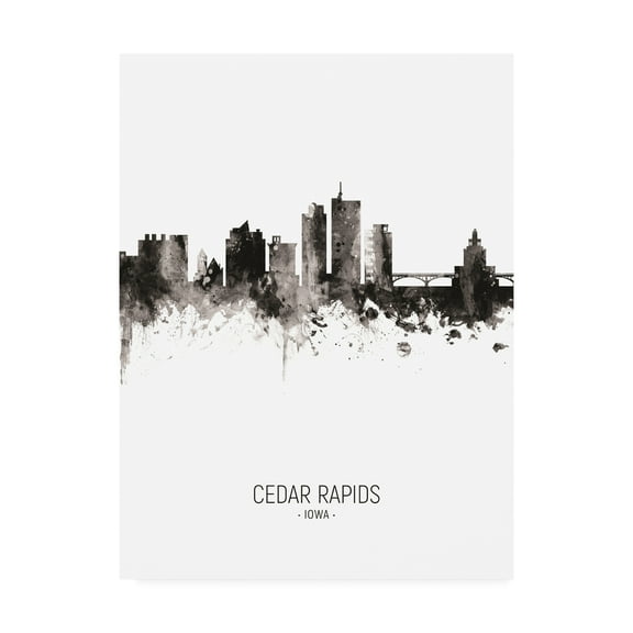 Trademark Fine Art 'Cedar Rapids Iowa Skyline Portrait II' Canvas Art by Michael Tompsett