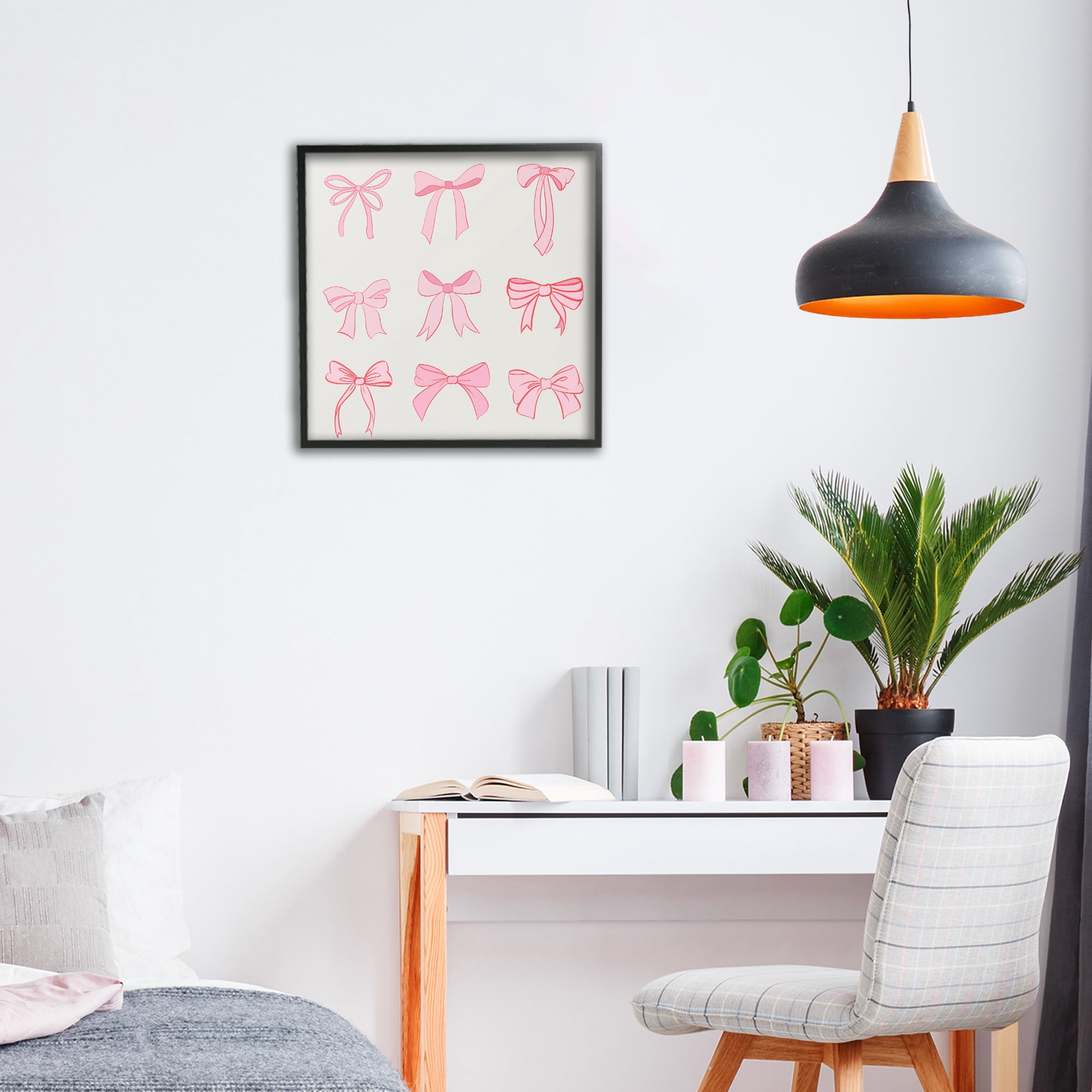 Stupell Industries Pink Coquette Ribbons Black Framed Giclee Art, design by Emily Navas