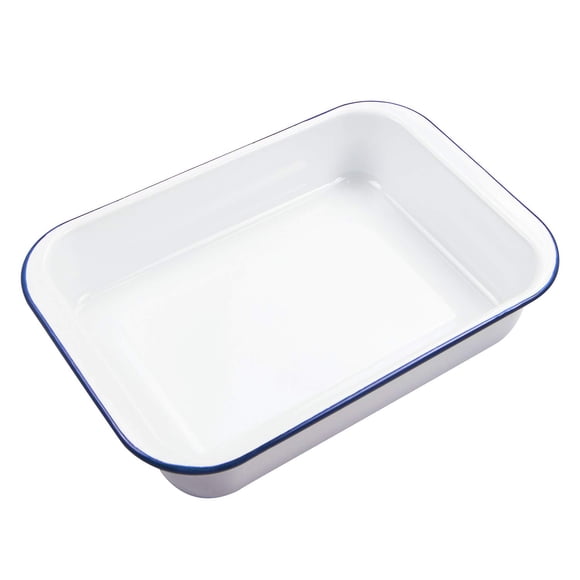 Webake Enamelware 9x13 Baking Pan with Lid Oblong Cake Pan Enameled Steel Roasting Pan Baking Dish Lasagna Pan Food Containers