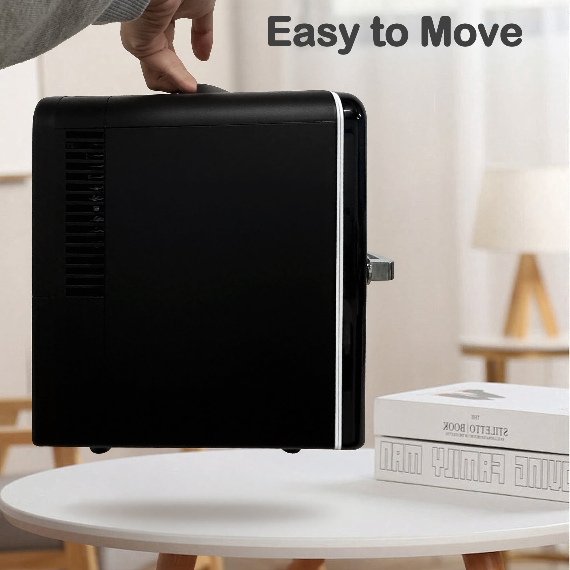 4L/6Can Mini Fridge，Portable Skincare Refrigerator with Transparent Window and Chrome Handle