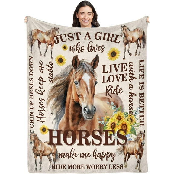 Kuscheln Horse Gifts for Girls Women, Ultra Soft Flannel Horse Throw Blanket, Horse Lovers Christmas Birthday Gifts