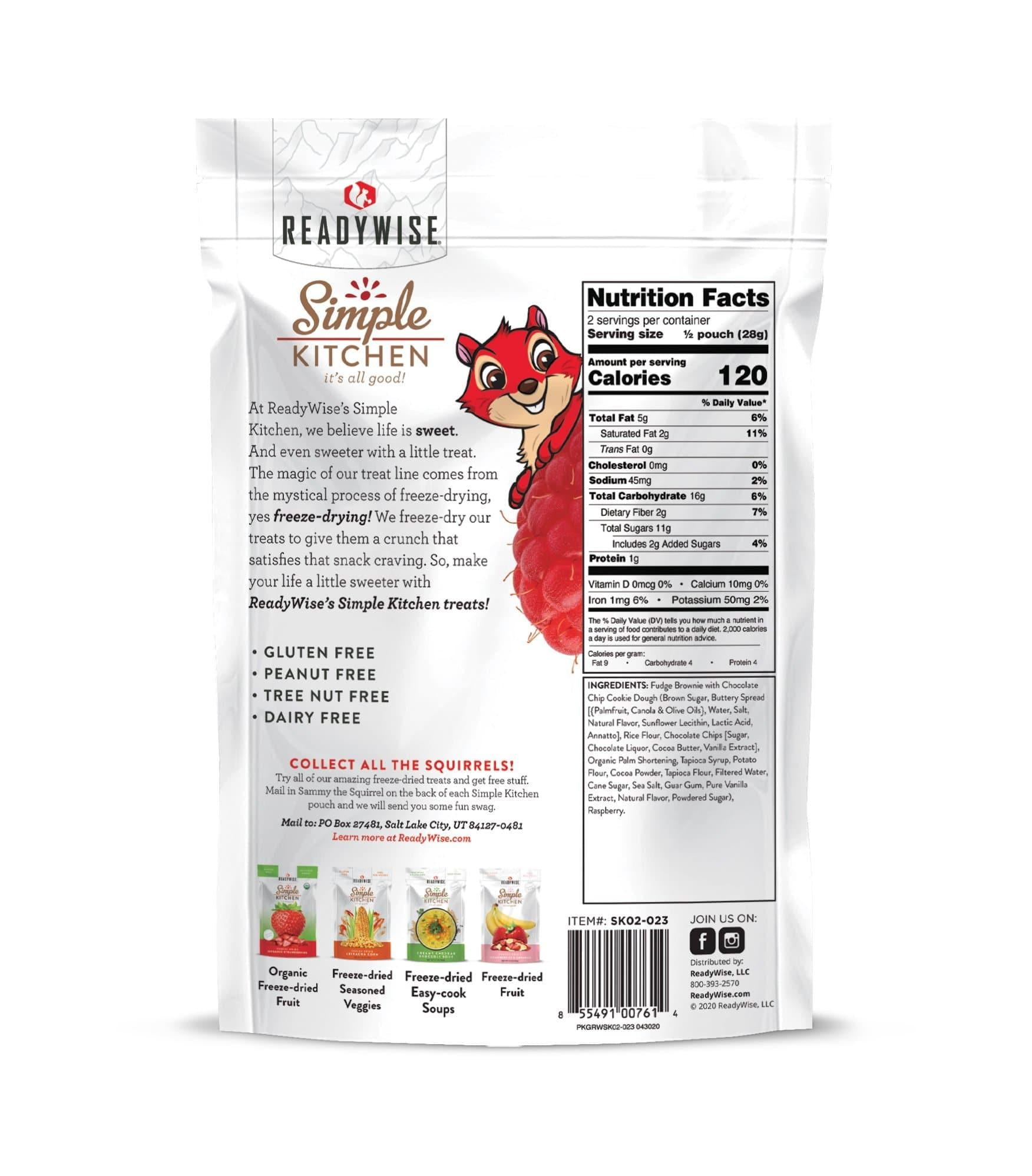 ReadyWise Raspberry Chocolate Bites, Freeze-Dried Fruit with Antioxidants, 2 oz, 6-Pack