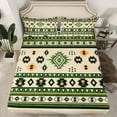 thumbnail image 2 of Manfei Vintage Aztec Queen Sheet Sets,Green Geometric Lines Flat Sheet,Boho Theme Queen Fitted Sheet,Super Cozy Room Decor,4-Piece, 2 of 7