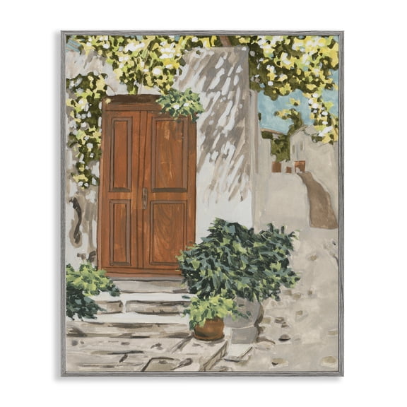 Stupell Industries Traditional Cottage Doorway Botanicals Gray Framed Giclee Art, 11 x 14, by Melissa Wang