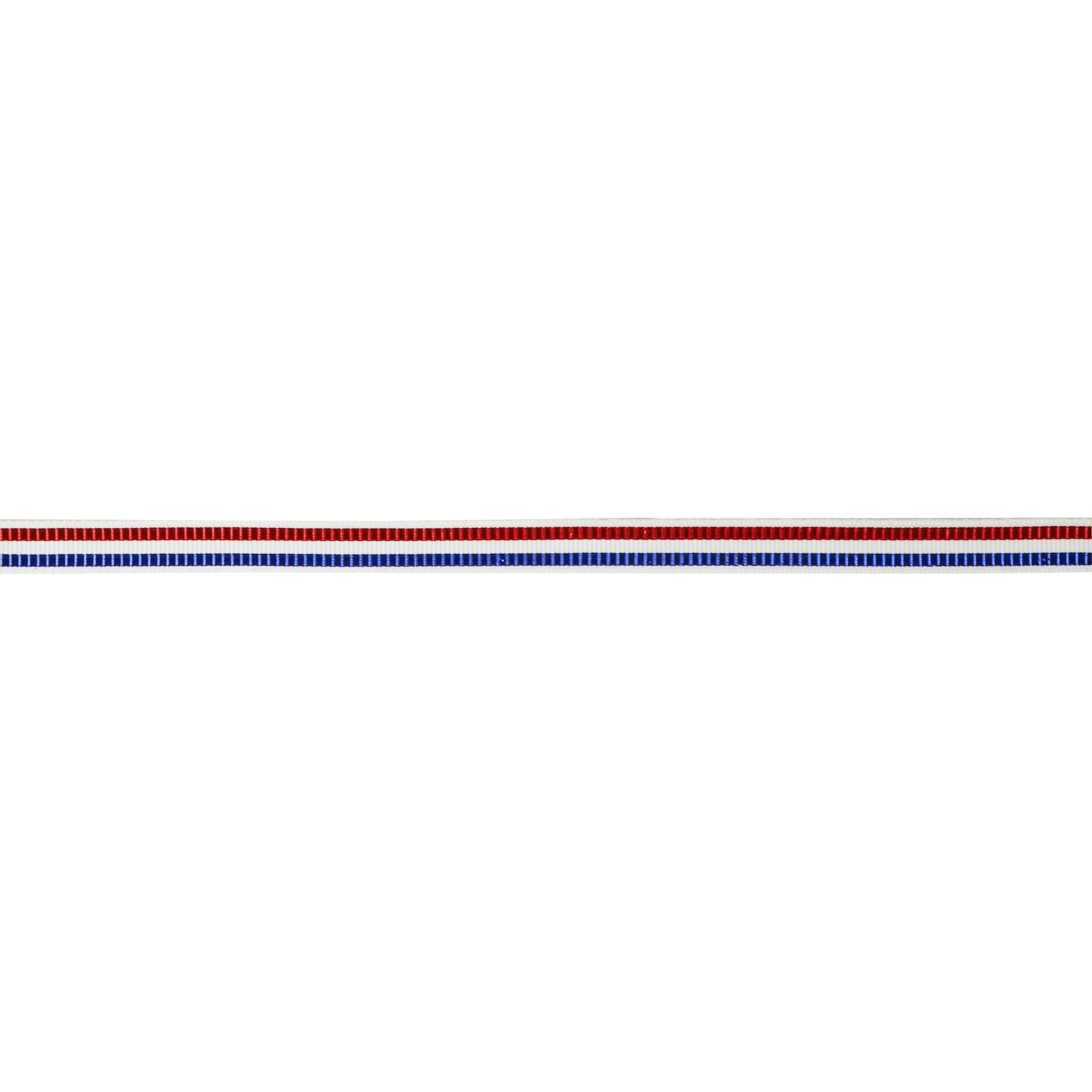 Celebrate It 3/8" x 7yd. Red, White & Blue Metallic Stripes Ribbon - Non-Wired Woven Edge, Ideal for Gift Wrapping, Crafts & Patriotic Decor, 12 Pack