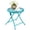Blue, variant on Folding Outdoor Side Table with Elegant Flower Cutout Design, Anti-Rust Round Metal Patio End Table, Portable & Space-Saving Small Nightstand for Porch, Yard, Balcony, Deck & Lawn