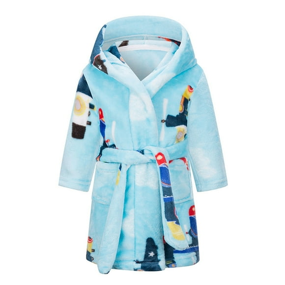 Splozh Kids Bathrobes Toddler Cartoon Animal Robes Girls Hooded Bathrobe Boys Soft Plush Fleece Robe Kids Pajamas Sleepwear Green,1-2 Years