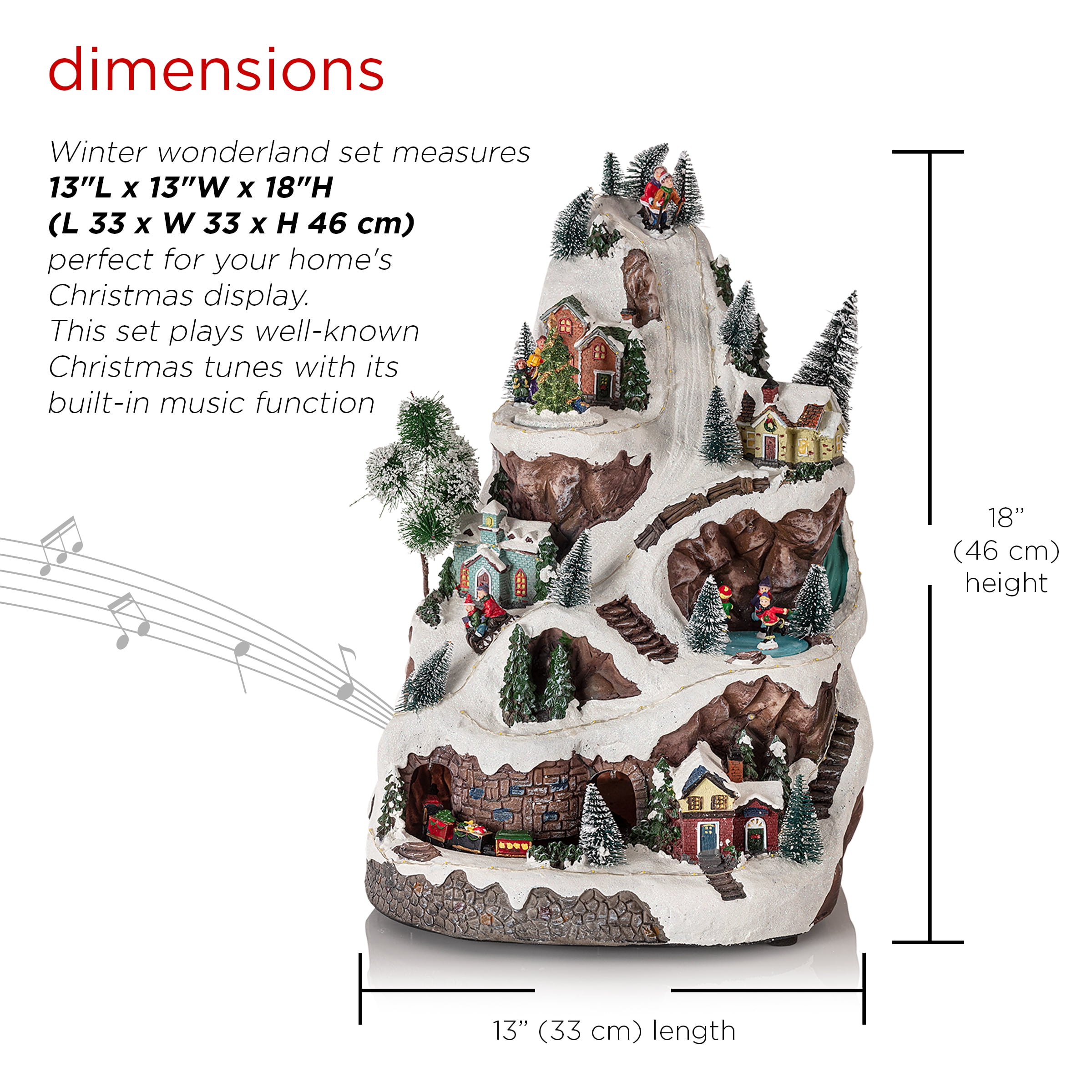 Alpine Corporation Animated Winter Wonderland Set with LED Light and Music