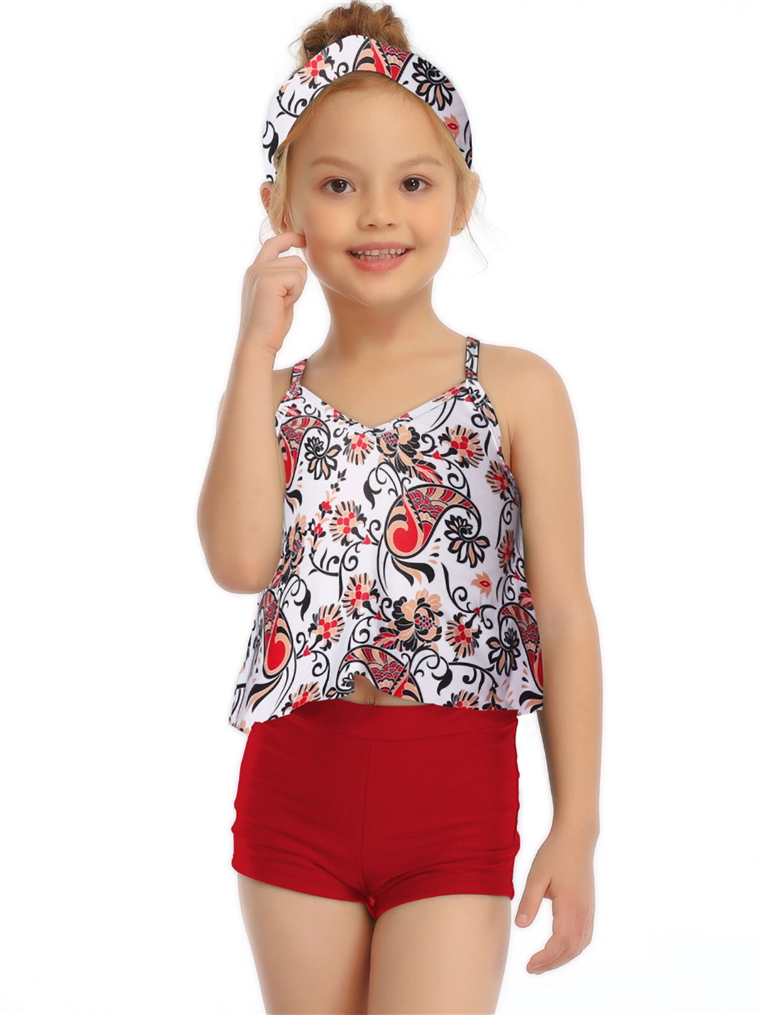 Kids Two Piece Sling Swimsuits Beachwear Belly Cover Tankini Tops ...
