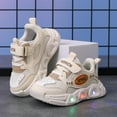 thumbnail image 3 of B91xZ Kids Light Up Shoes Trainers for Toddler Boys Girls Luminous Breathable Walking Flash Sneakers (Beige,11.5), 3 of 7