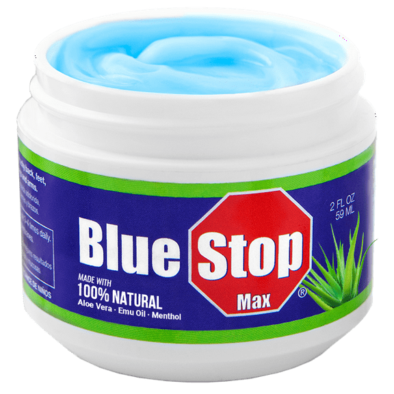 Blue Stop Max Muscle and Joint Relief Gel for Sore Muscles and Joints with Natural Menthol and Emu Oil, 2 oz Jar