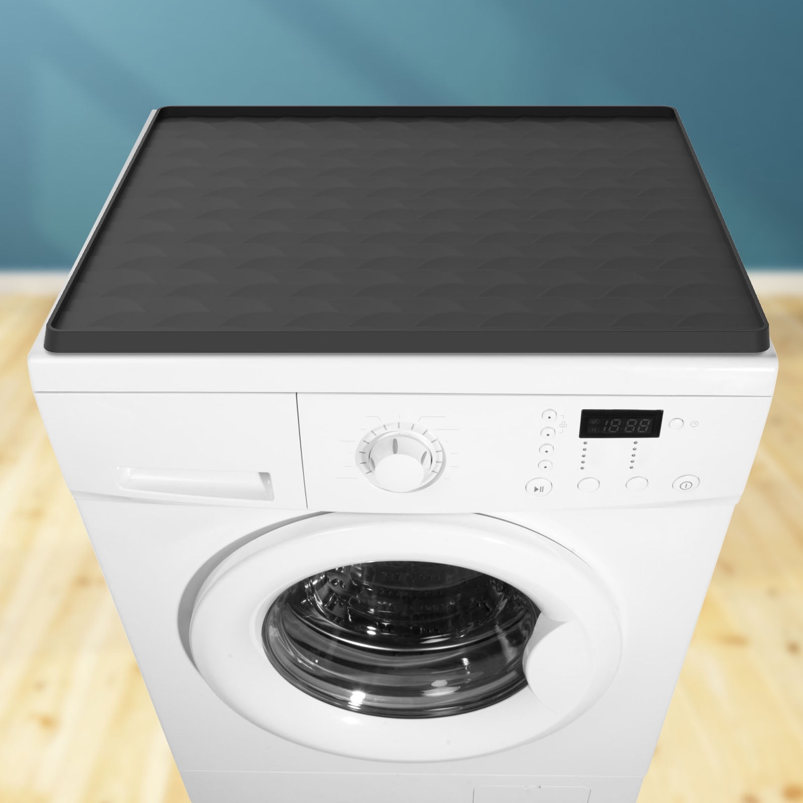 Silicone Washer Dryer Top Protector Mat Waterproof Dustproof Cover (black )