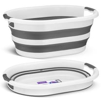 Superio Collapsible Laundry Basket Holder 2-Pack, Clothing Storage, Picnic Collapsible Bin, 50 L Laundry Tub Space-Saving Laundry Accessories, Grey Plastic Laundry Basket