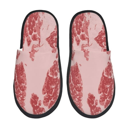 Balery Red Meat Slient Indoor Furry Fleece Comfort House Shoes Soft Non-Slip Home Shoes Cotton slippers House Slippers-- Medium