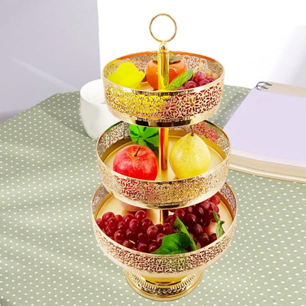 Soporte para cupcakes de 3 niveles, bandeja para servir en niveles, soporte redondo para pasteles, para postres para mesa de cumpleaños, decoración Oro