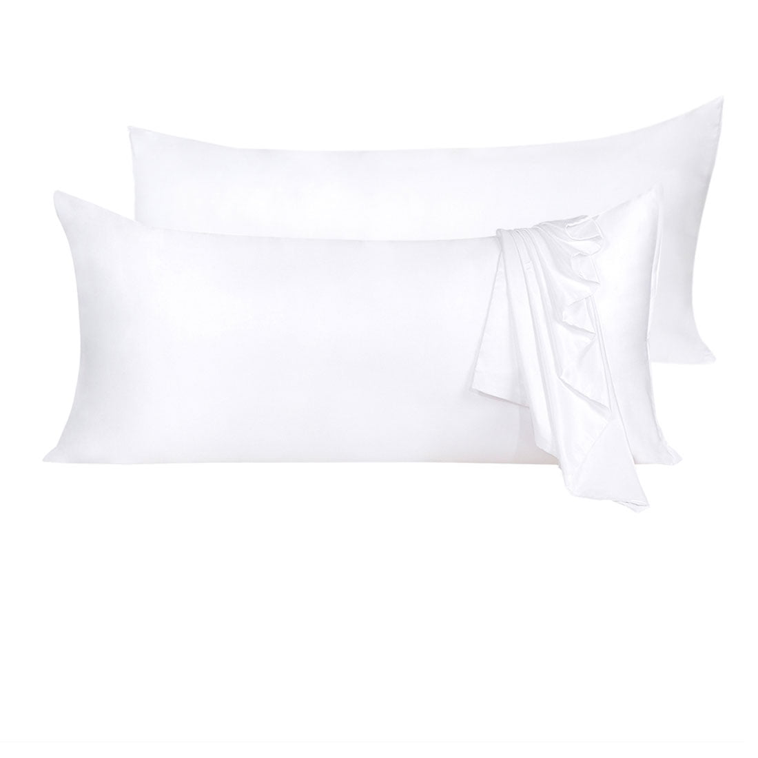 Unique Bargains 2 Pack Silky Satin Body Pillow Cases White 21" x 72"