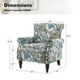 thumbnail image 6 of Wingback Armchairs Set of 2 Accent Chairs Floral Upholstered Sofa Wood Legs Lounge Seat Removable Cushion Home Living Room, 6 of 6