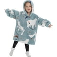 thumbnail image 3 of Drtj Kids Oversized Wearable Blanket Hoodie, Super Soft Warm Comfortable Sweatshirt Pullover Wearable Blanket for Boys Girls, Polar bear,9-12Y, 3 of 9