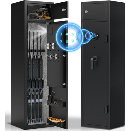 Kaer Large Gun Safe Gun Safes for Home Rifle and Pistols Quick Access to 3-5 Gun Rifle Safes(with/Without Scope) Guns Cabinets with Double Door Key/Password Silent Alarm Mode