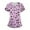 Pink, variant on Women's Plus Size Printed V-Neck Scrubs for Women with Pockets, Colorful Animal & Floral Pattern Scrub Set for Healthcare Workers,Pink M