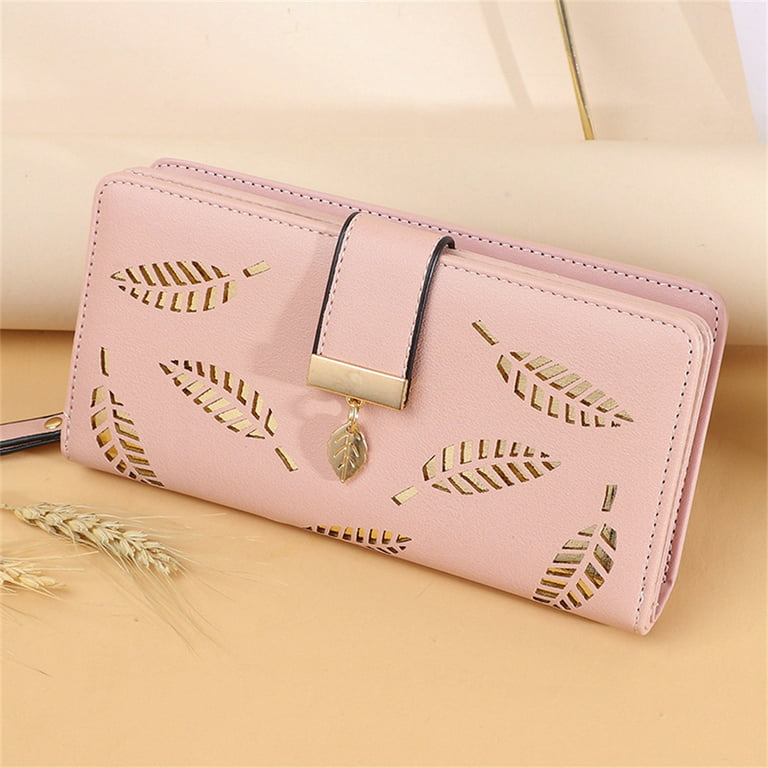 Women Wallets Brand Letter Long Wallet Purse PU Leather Female Clutch Card  Holder-Pink