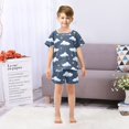 thumbnail image 7 of Clouds and Stars Summer Pajama Set Soft Cotton Short Sleeve Sleepwear 2PCS Pajama Sets Breathable Lounge Set Size 10Y, 7 of 7