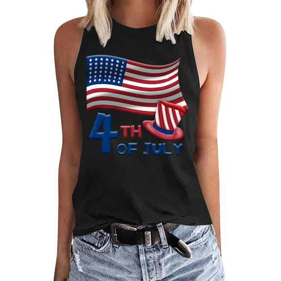 Tittly Fourth Of July Shirts for Women 4th Of July Tanks Top American Flag Tank Top Women 4th Of July Shirts Patriotic Shirts Black L