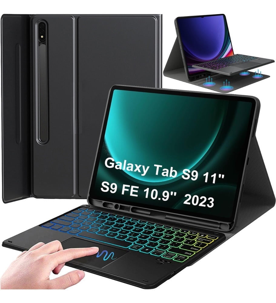 Samsung Galaxy S9 Tablet Slim Keyboard Book Cover, Black - Mobile