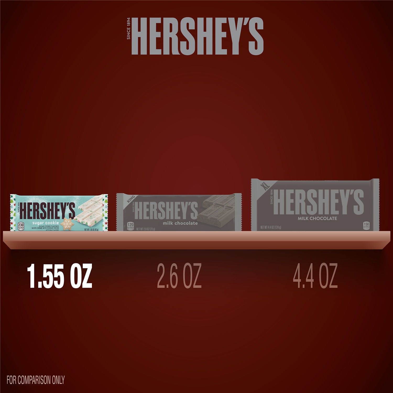 Hershey's Sugar Cookie Flavored White Creme Christmas Candy, Bar 1.55 oz